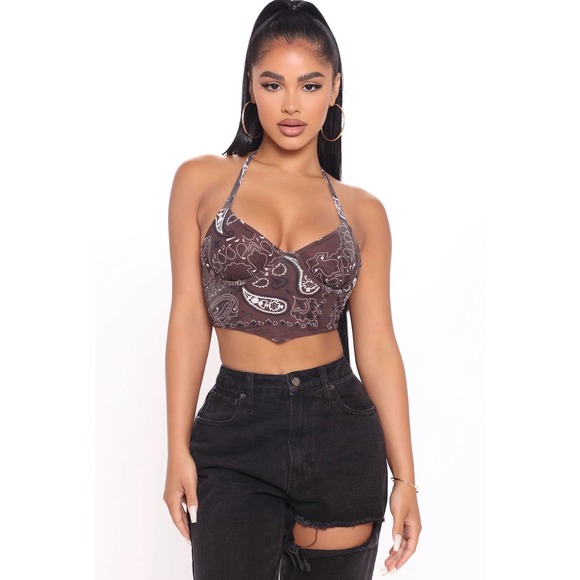 CORSET TOP CROP BLOUSE - Picture 1 of 10